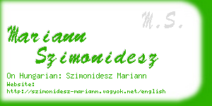 mariann szimonidesz business card